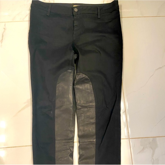 Burberry Brit Black Leather Embellished Denim Jeans - Picture 2 of 6